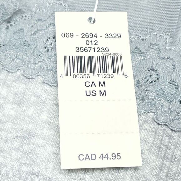 Aerie Heather Gray Eyelash Lase Trim Ribbed Longline Bralette - Picture 4 of 7